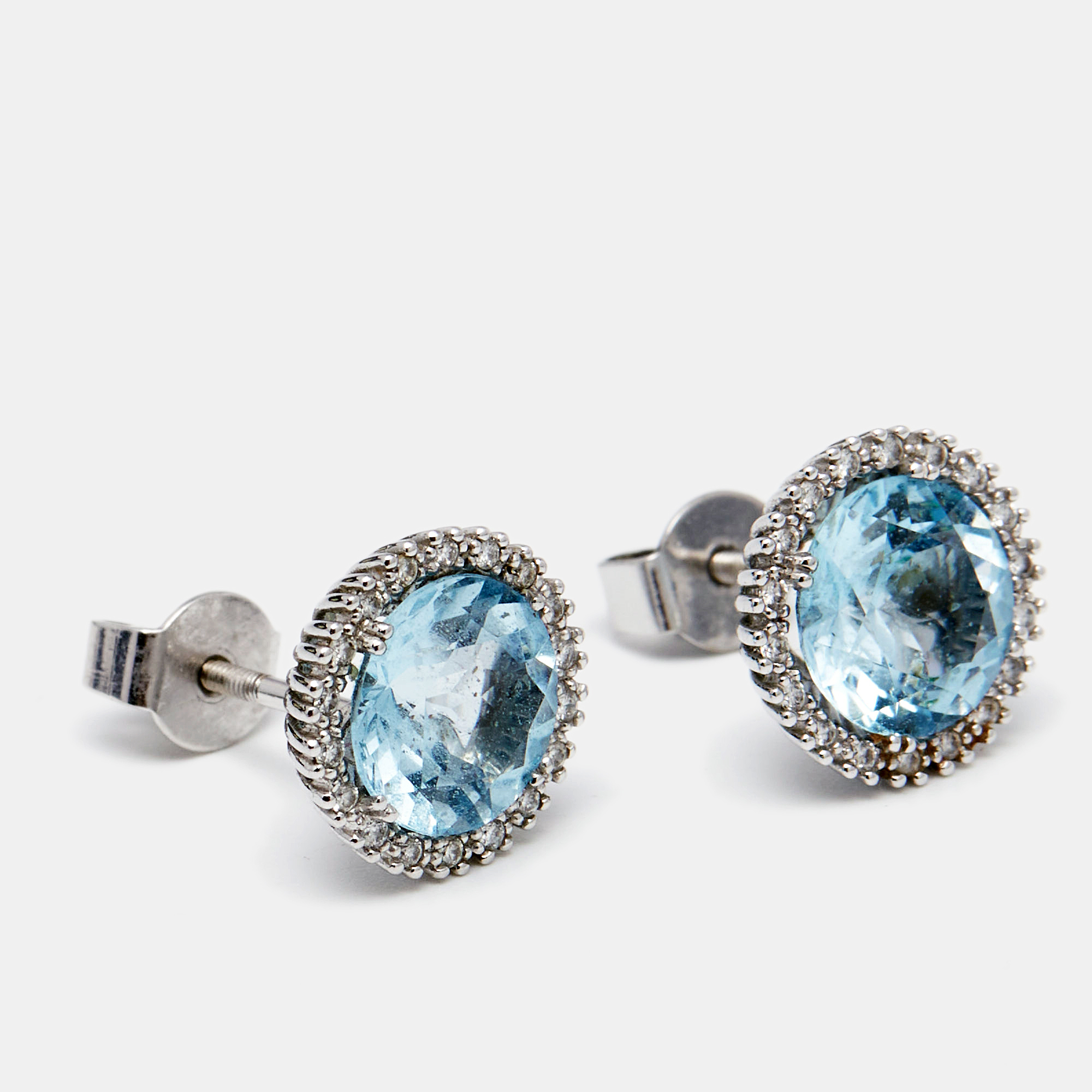 

Bernhard H. Mayer Doris Diamond Blue Topaz Stud Earrings