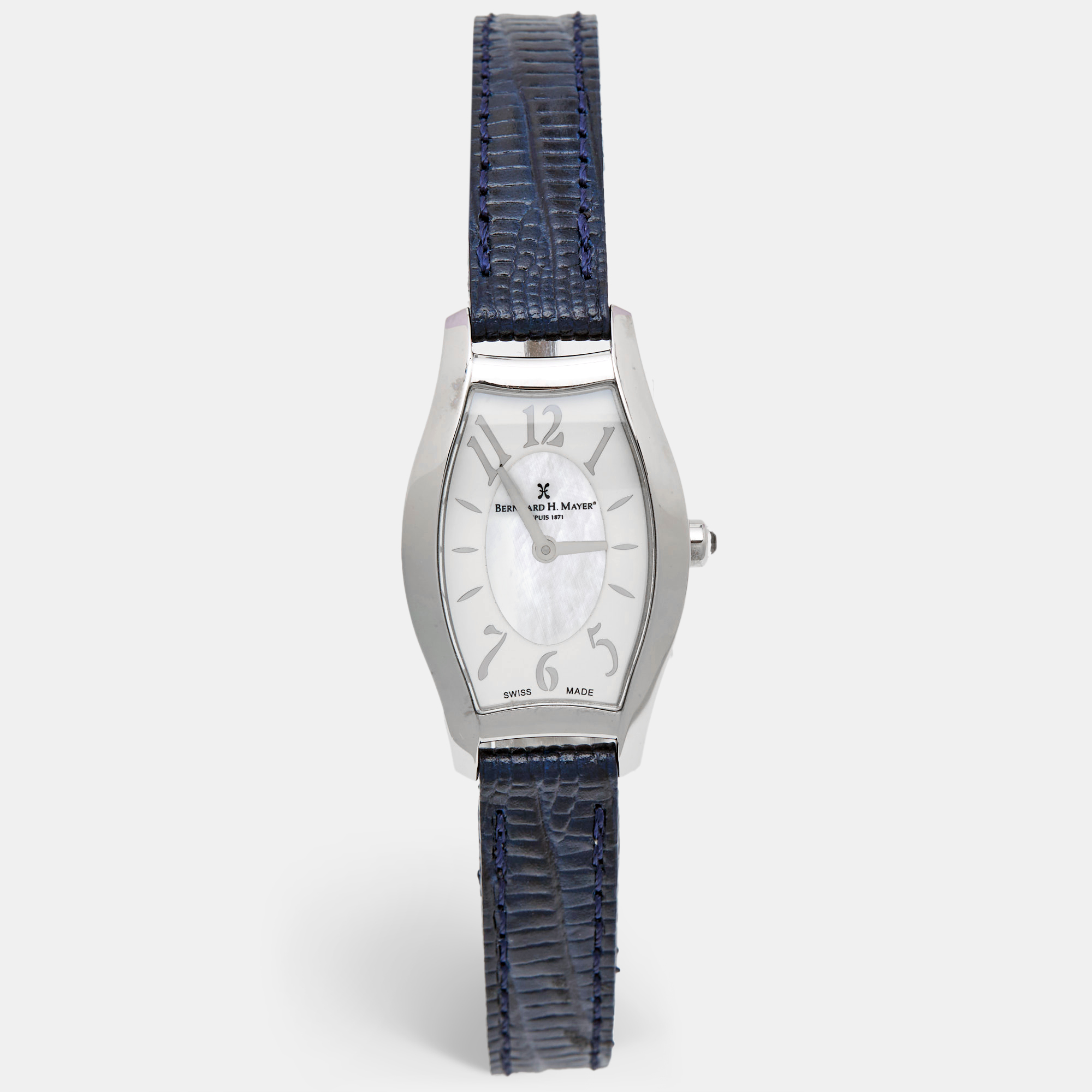 

Bernhard H. Mayer Mother Of Pearl Stainless Steel Embossed Leather Serenade B3103 Women's Wristwatch, Blue