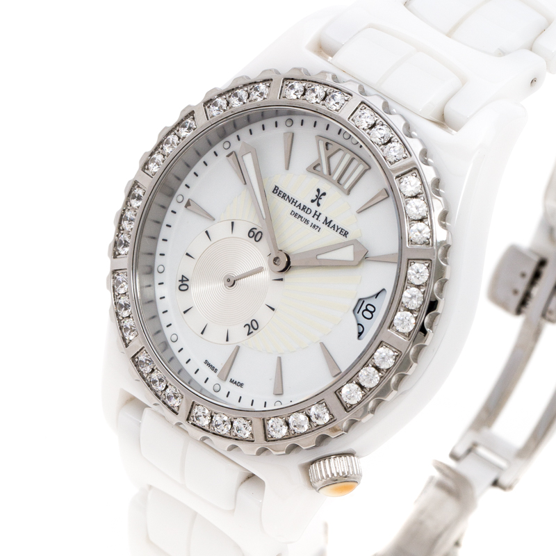 

Bernhard H. Mayer White La Vida Ceramic Diamond Women's Wristwatch