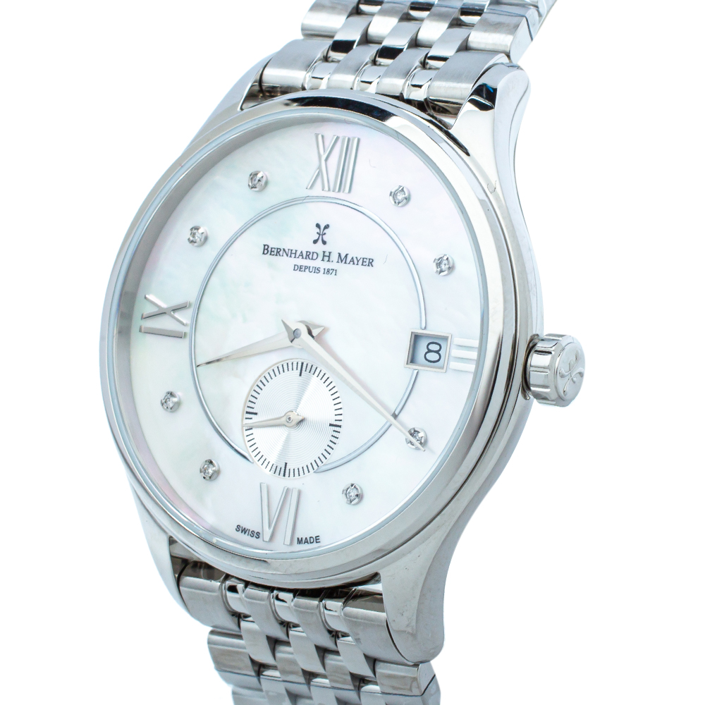 

Bernhard H. Mayer Mother Of Pearl Stainless Steel Diamond Muses Women's Wristwatch, White