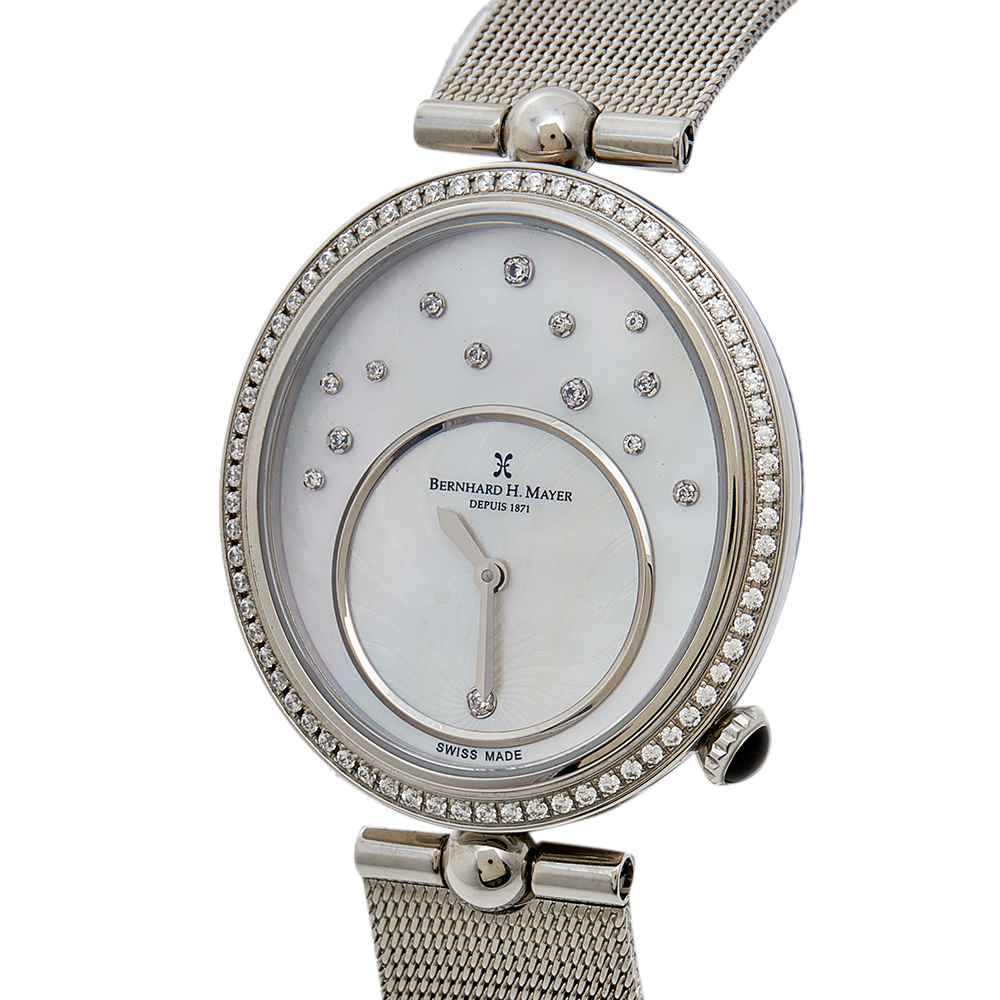 

Bernhard H. Mayer Mother of Pearl Stainless Steel Allure B1706/CW Women's Wristwatch, Silver