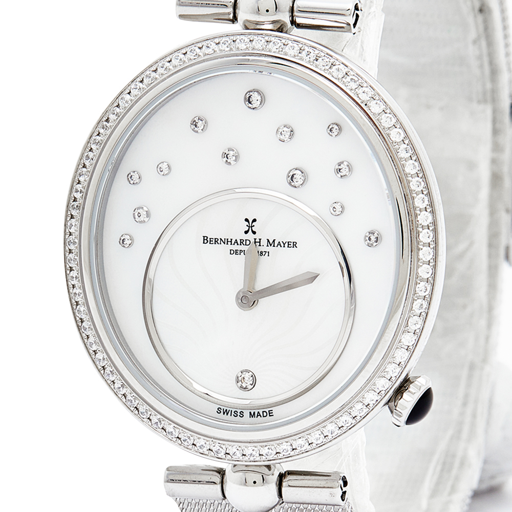 

Bernhard H. Mayer Mother of Pearl Stainless Steel Allure B1706/CW Women's Wristwatch, Silver