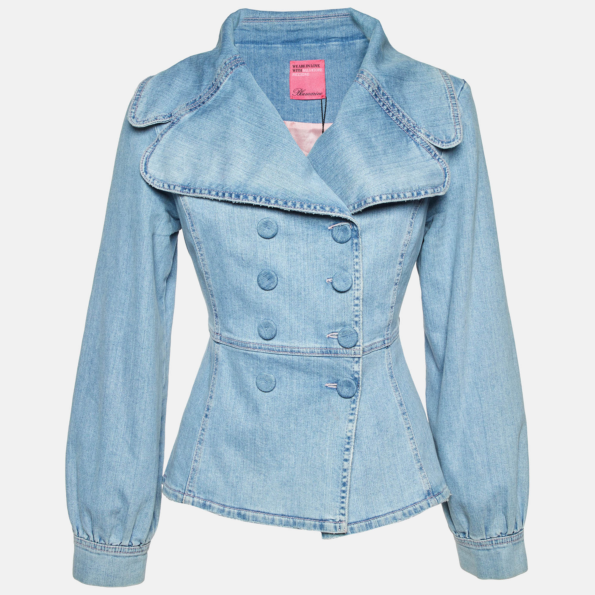 

Blumarine Blue Denim Double Breasted Jacket M