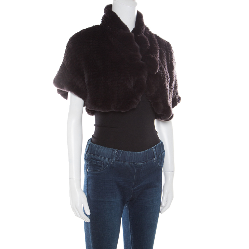 

Blumarine Brown Rabbit Fur Open Front Shrug