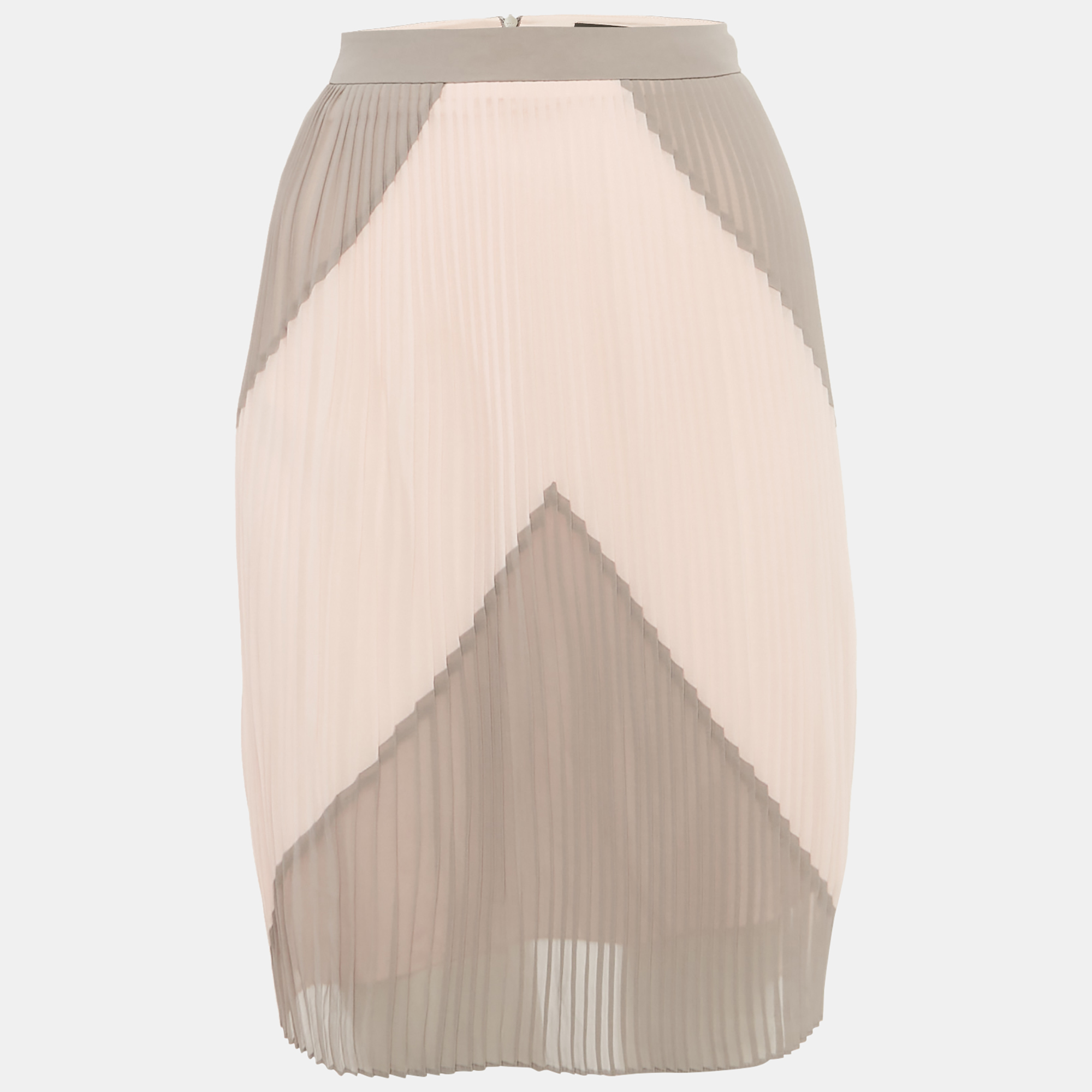 

Boss By Hugo Boss Pink/Grey Pleated Chiffon Knee Length Skirt L