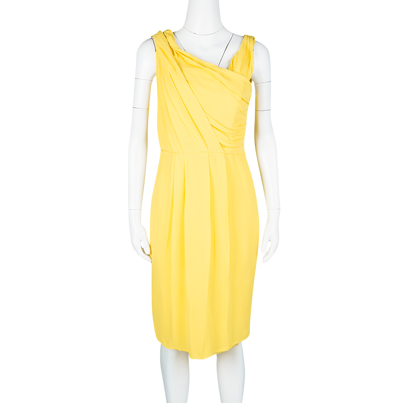 

Boss By Hugo Boss Yellow Sleeveless Drapira Dress