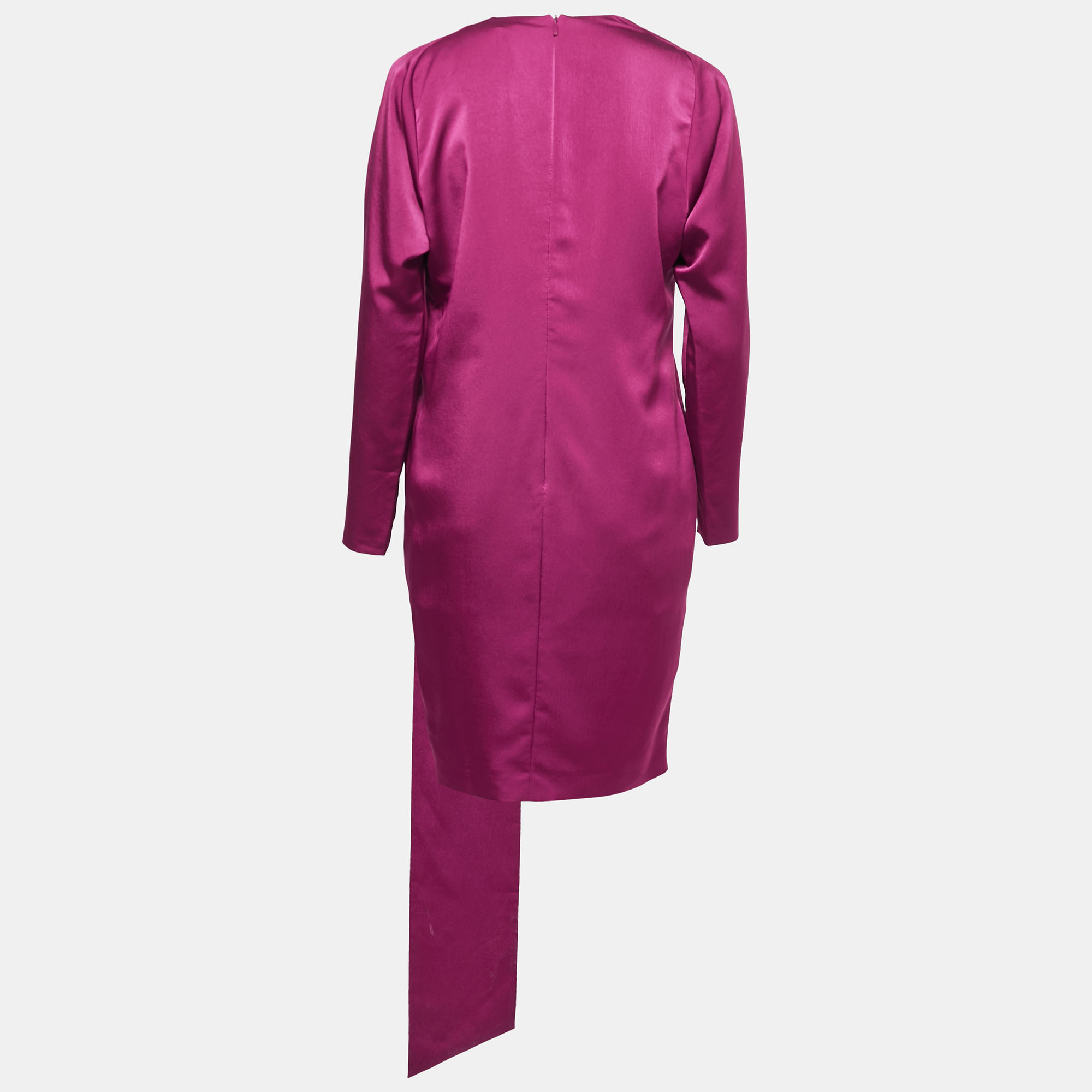 

Boss By Hugo Boss Dark Pink Satin Scarf Detail Midi Dress