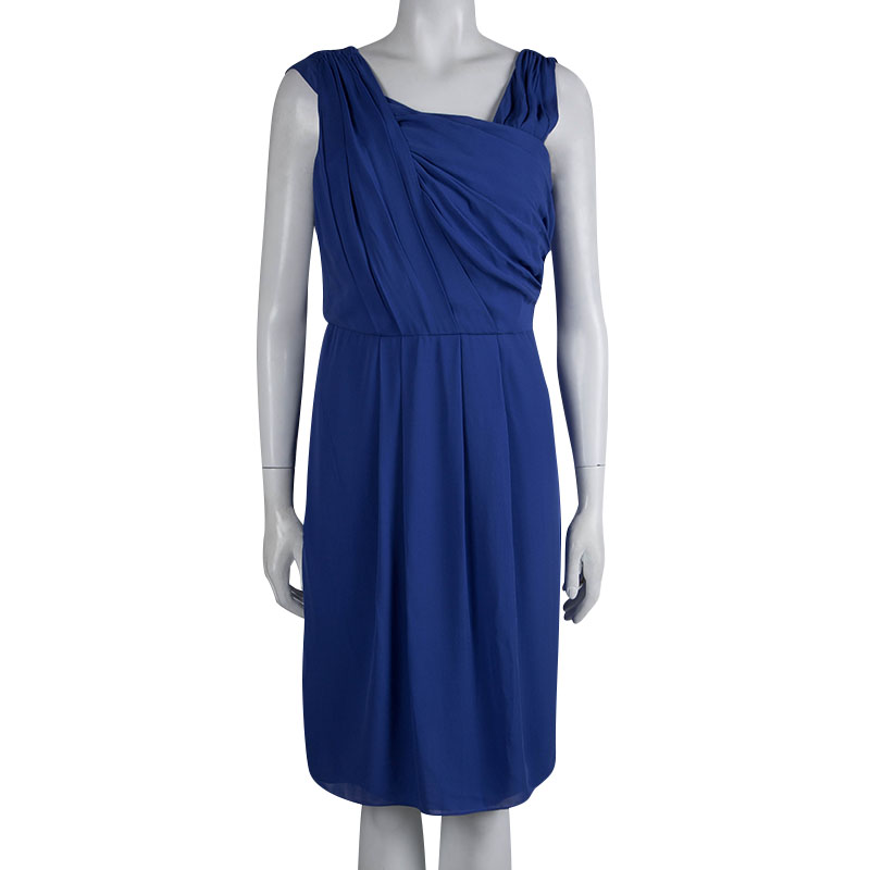 

Boss By Hugo Boss Blue Pleated Drapira Dress