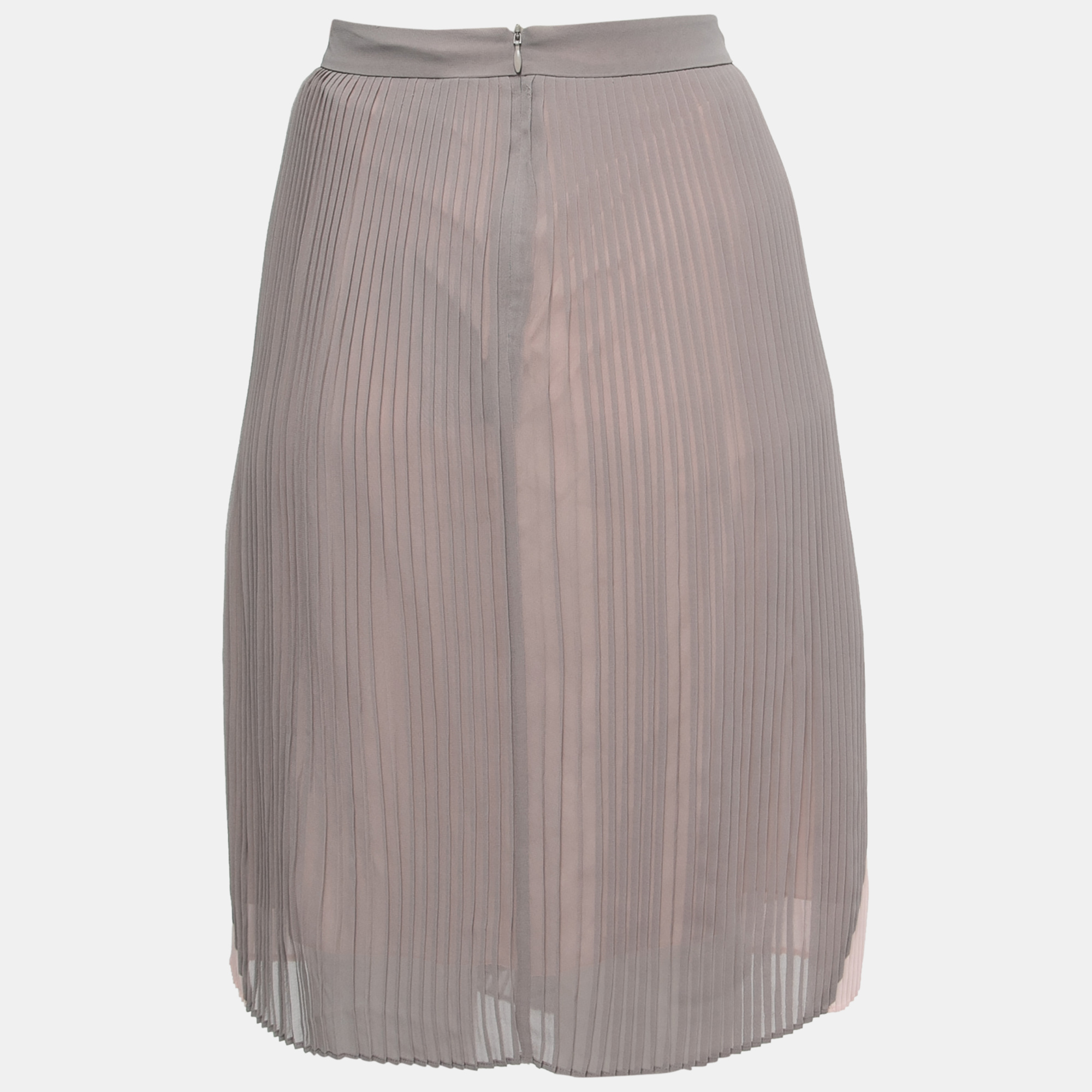 

Boss By Hugo Boss Pink/Grey Crepe Pleated Knee Length Verylla Skirt