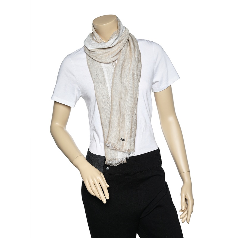 

Boss By Hugo Boss Beige And White Linen Scarf