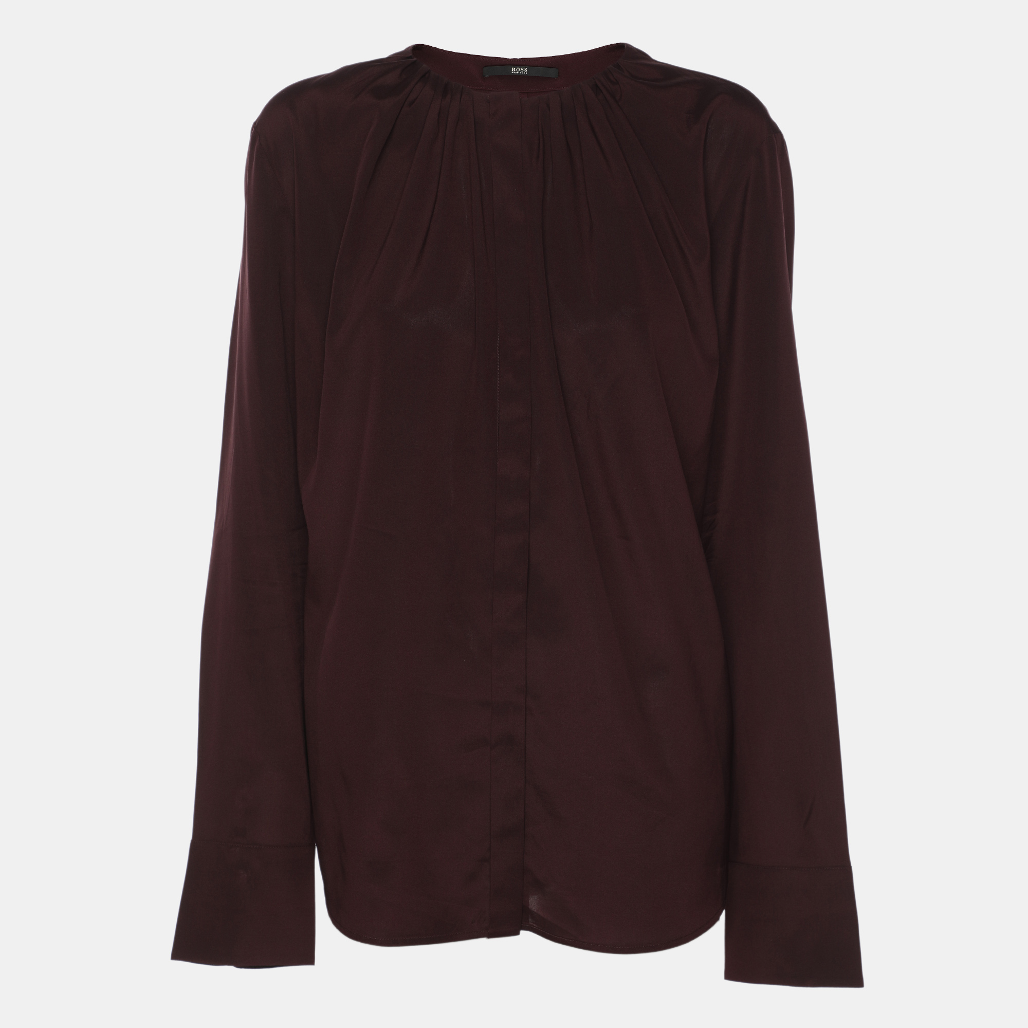 

Boss By Hugo Boss Dark Burgundy Satin Long Sleeve Shirt L