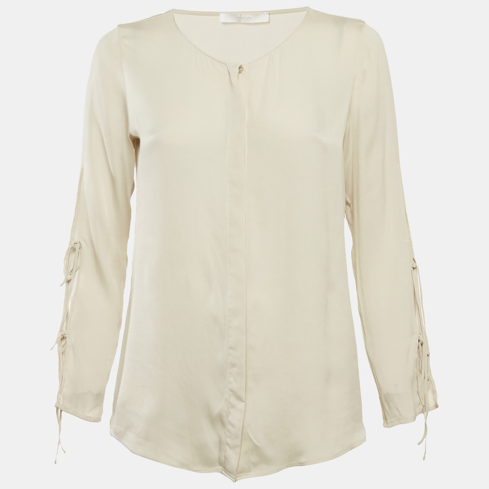 

Boss By Hugo Boss Off-White Crepe Button Front Blouse L