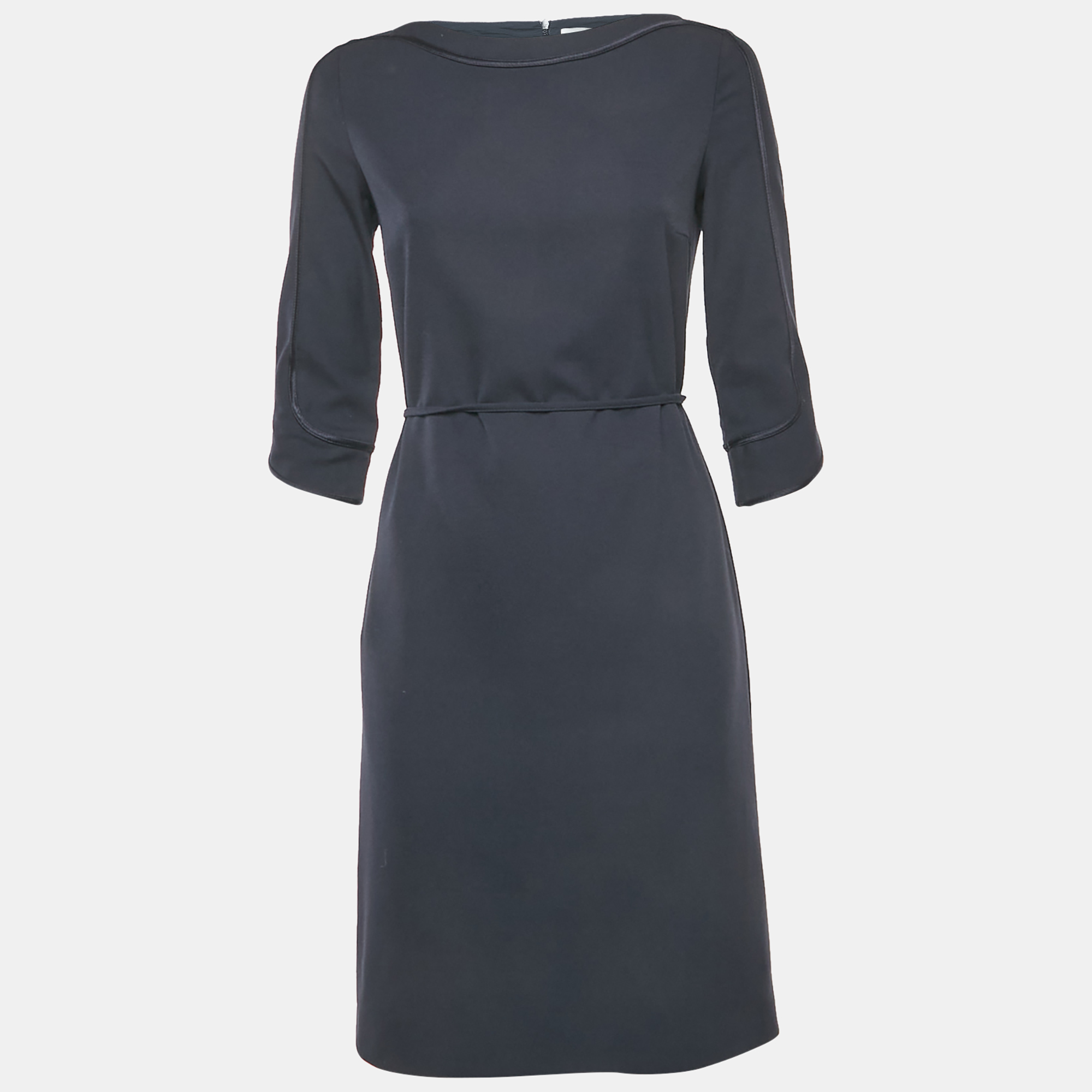 

Boss By Hugo Boss Navy Blue Crepe Belted Short Dress S