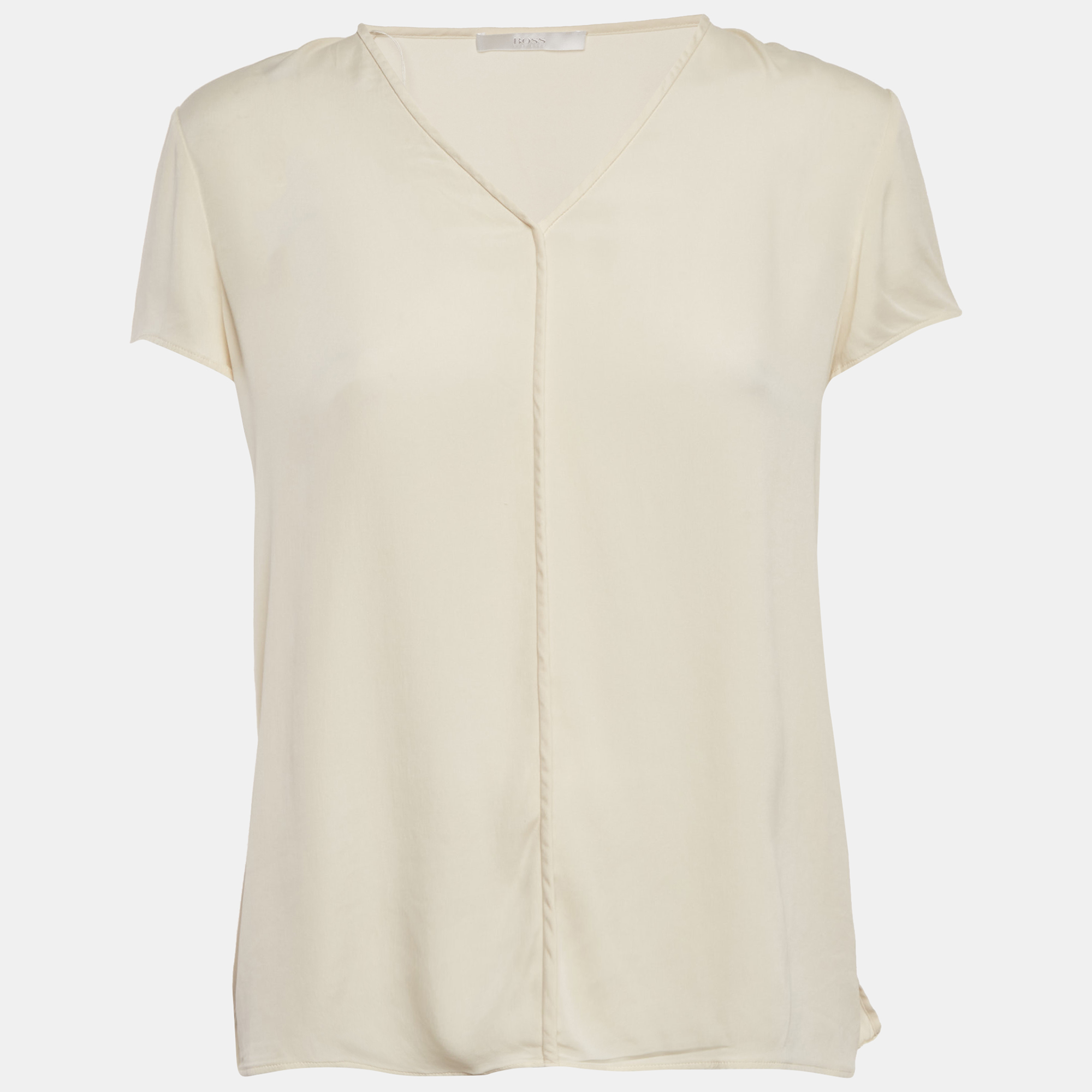

Boss By Hugo Boss Off-White Crepe V-Neck Top S