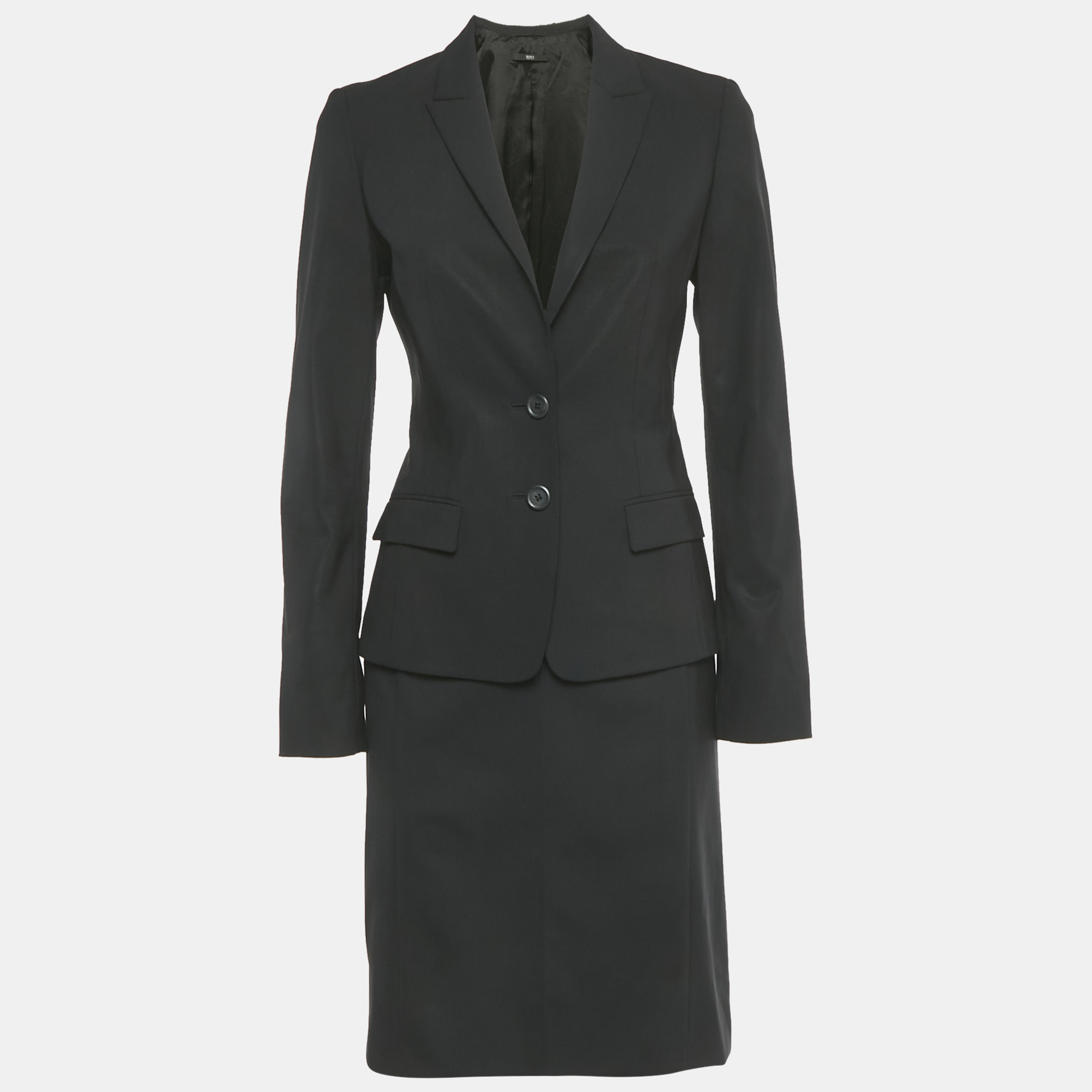 Pre-owned Boss By Hugo Boss Black Wool Blazer & Skirt Set S/m
