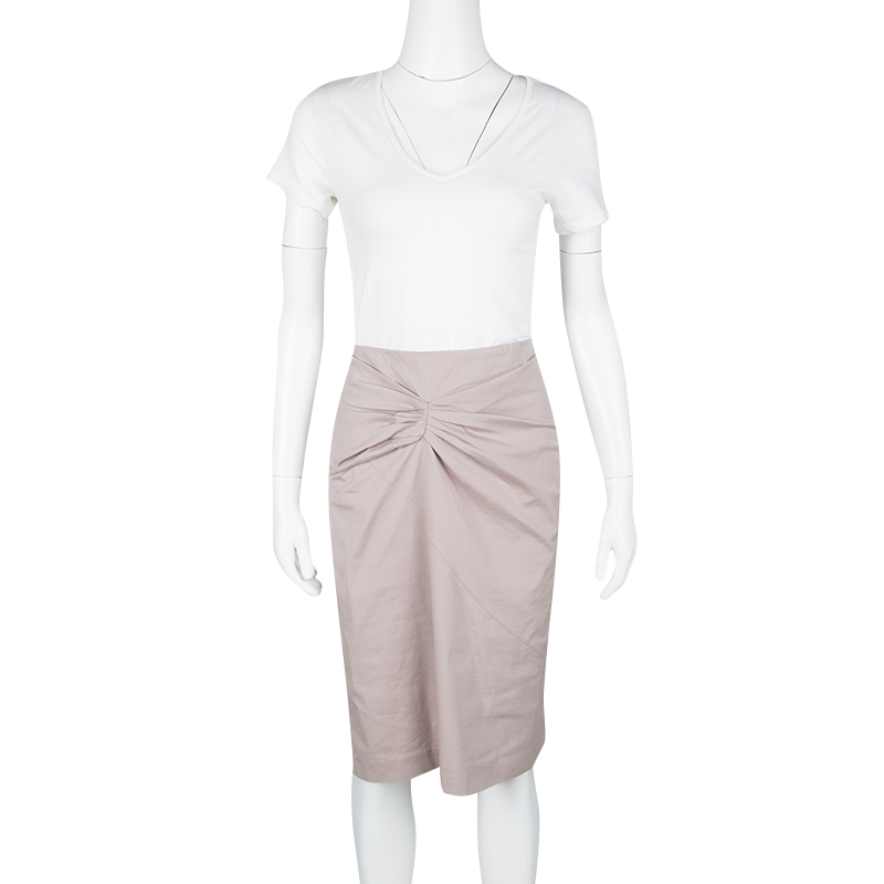 

Boss By Hugo Boss Grey Ruched Stretch Cotton Pencil Skirt