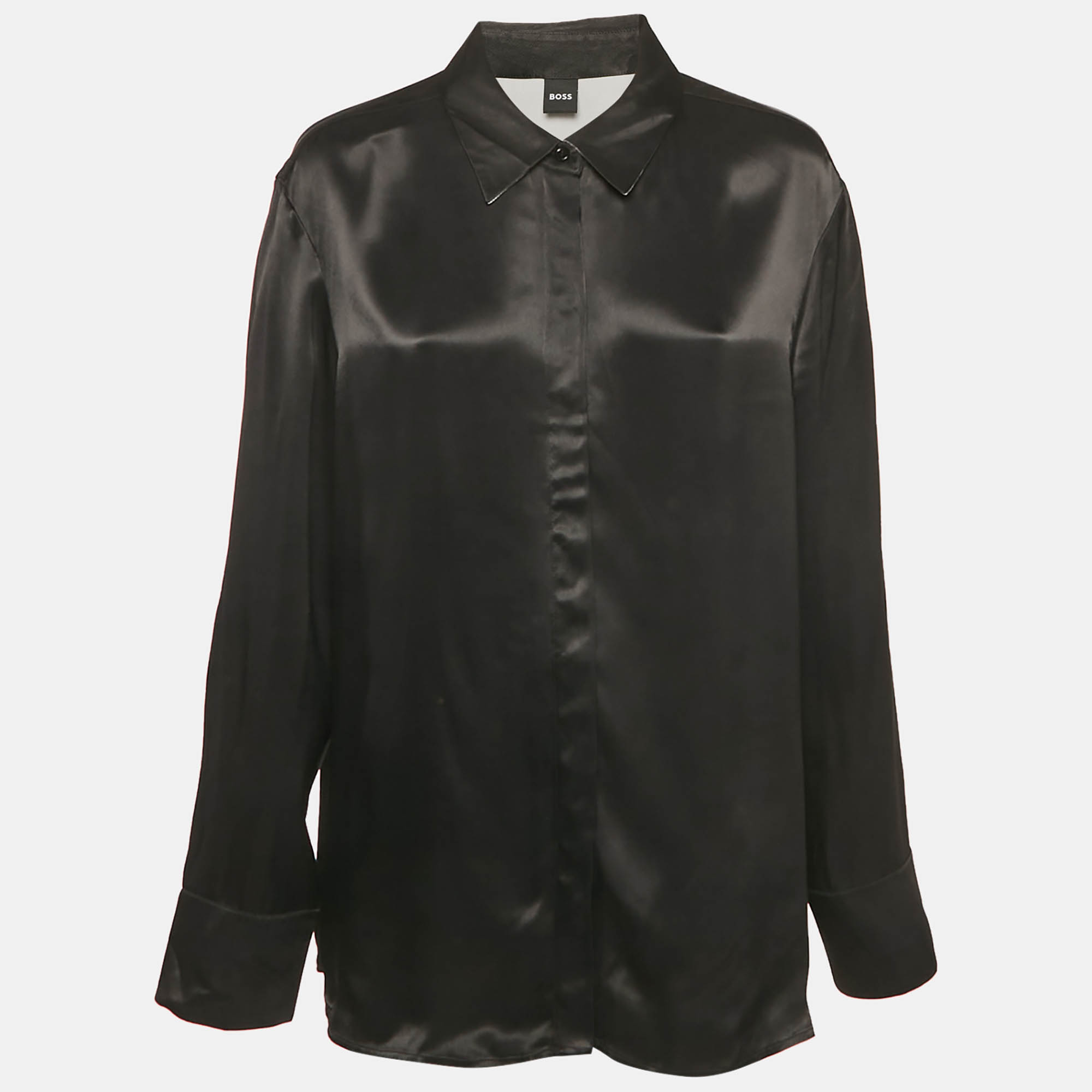 Pre-owned Boss By Hugo Boss Black Sateen Beruta Shirt Xl