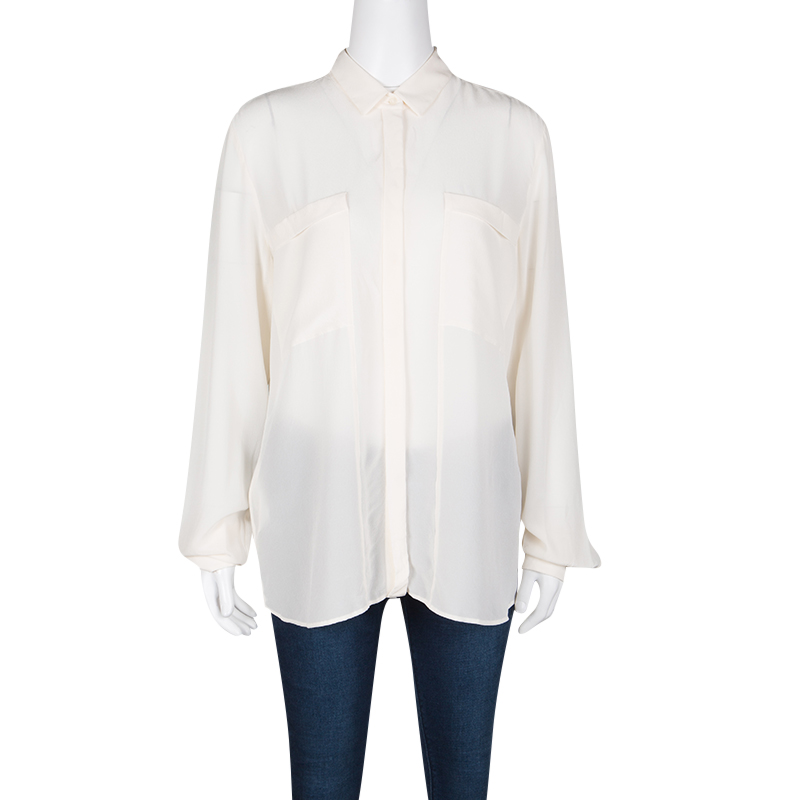 

Boss By Hugo Boss Cream Silk Long Sleeve Rictoria Blouse