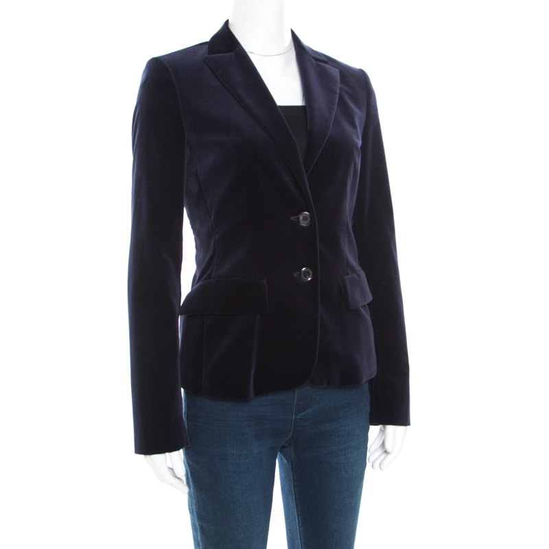 

Boss by Hugo Boss Navy Blue Velvet Two Button Jaris Blazer