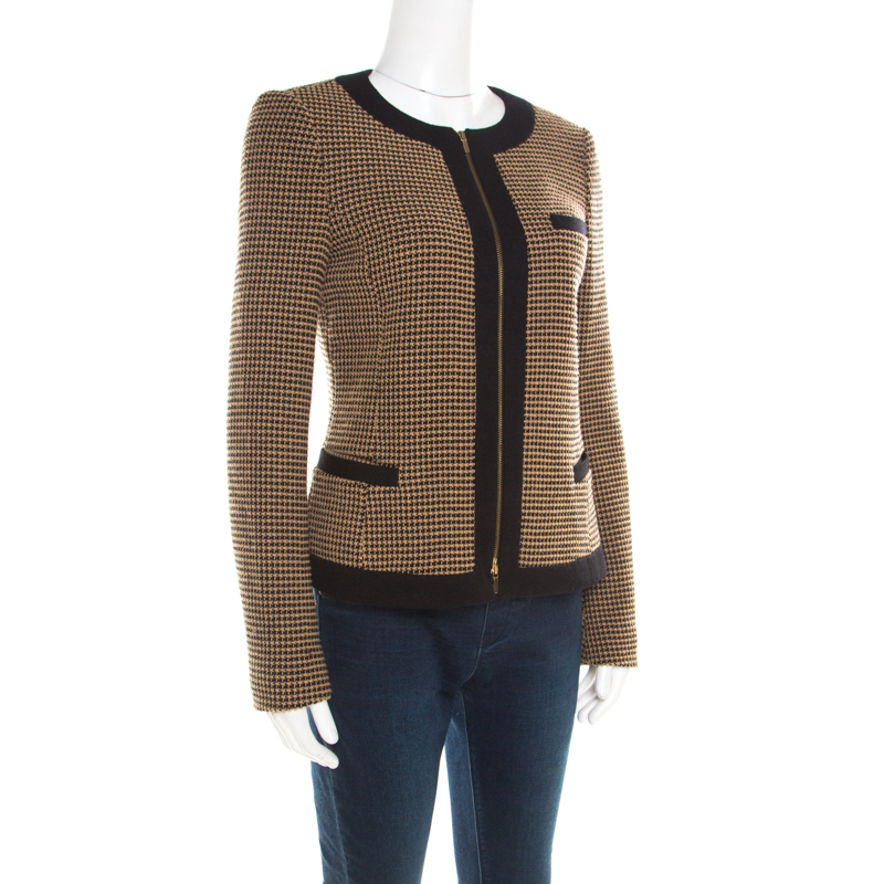 

Boss By Hugo Boss Black and Brown Textured Zip Front Jacket