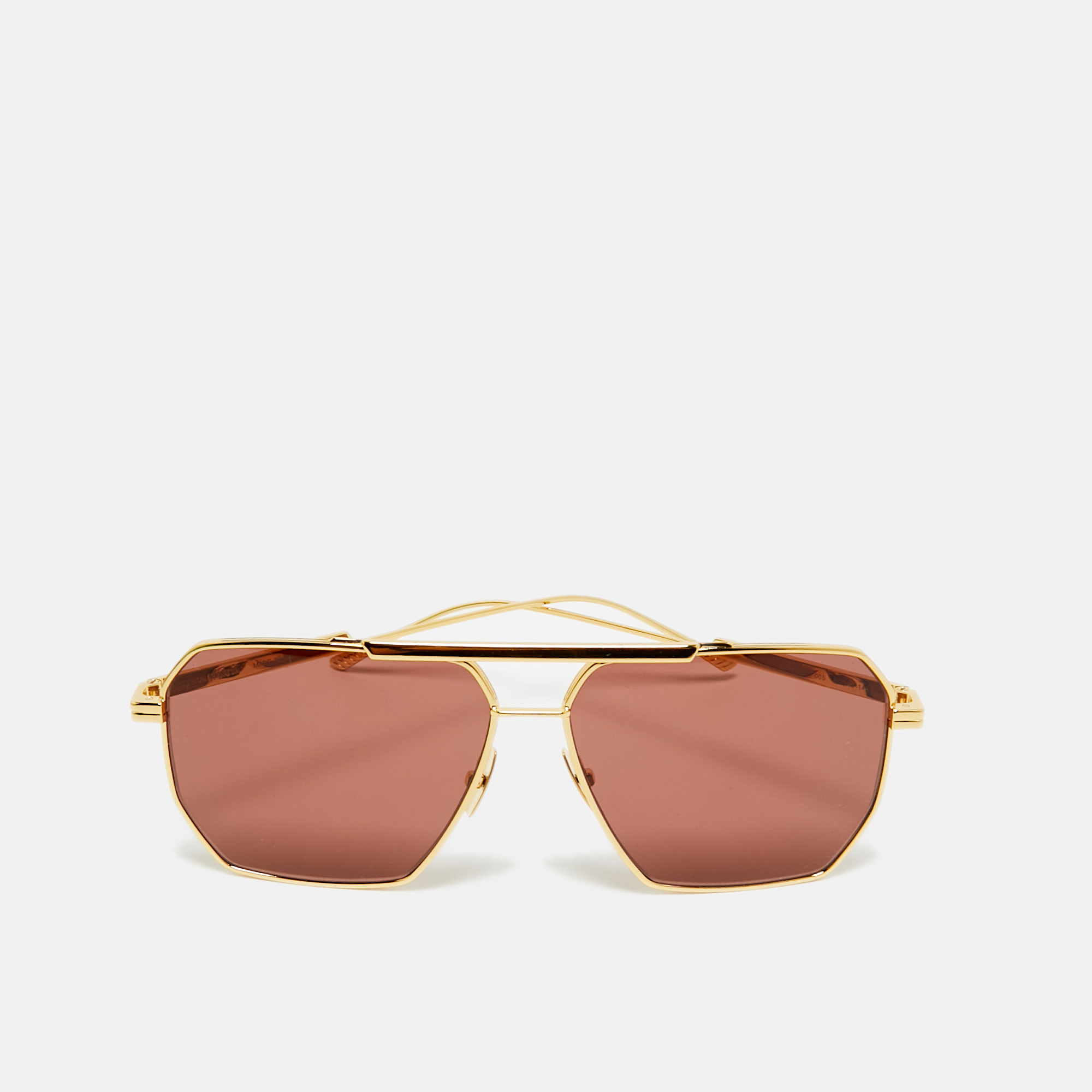 

Bottega Veneta Red/Gold Tone BV1012S Aviators Sunglasses