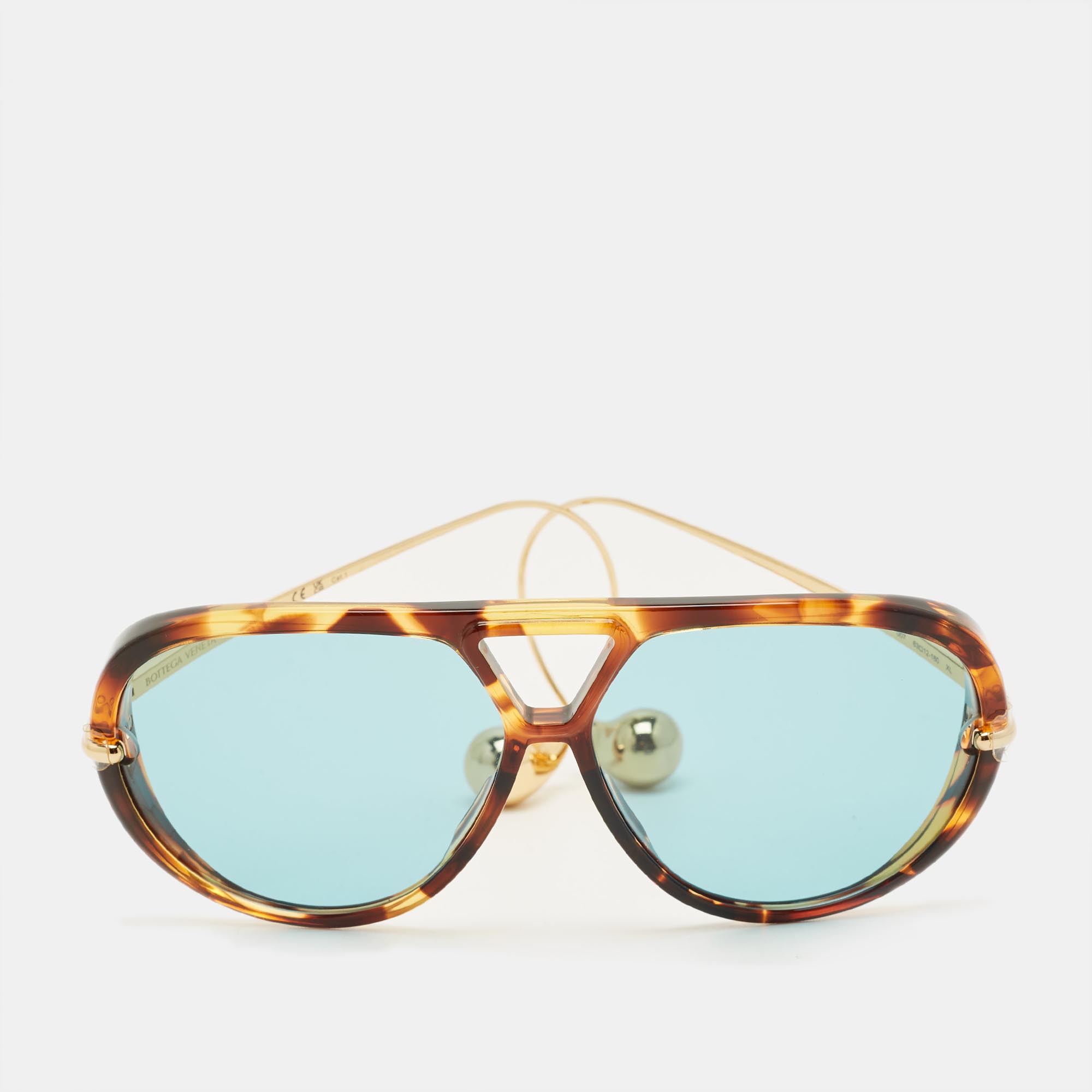 

Bottega Veneta Tortoise Brown/Green BV1273S Drop Aviator Sunglasses