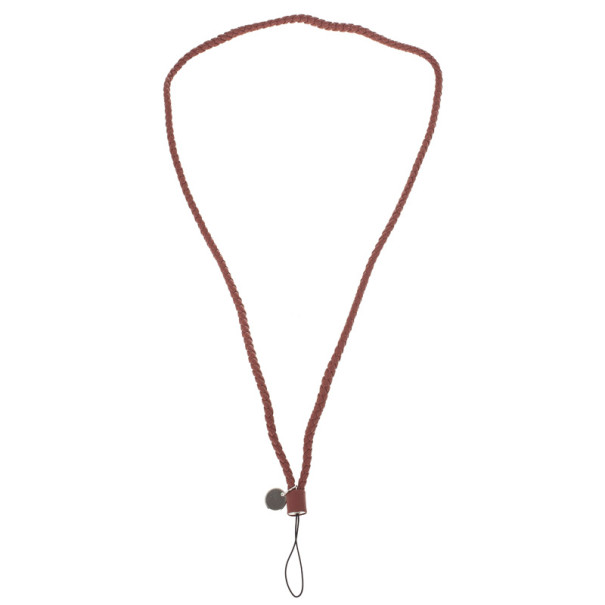 Pre Owned Bottega Veneta Brown Intrecciato Leather Phone Strap