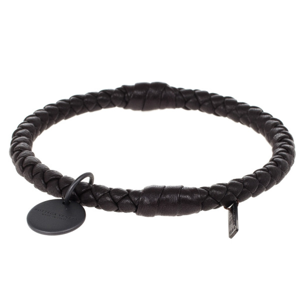 مملوكة مسبقًا Bottega Veneta Dark Brown Intrecciato Nappa Bracelet S