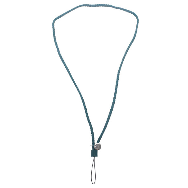 Pre Owned Bottega Veneta Green Intrecciato Leather Phone Strap