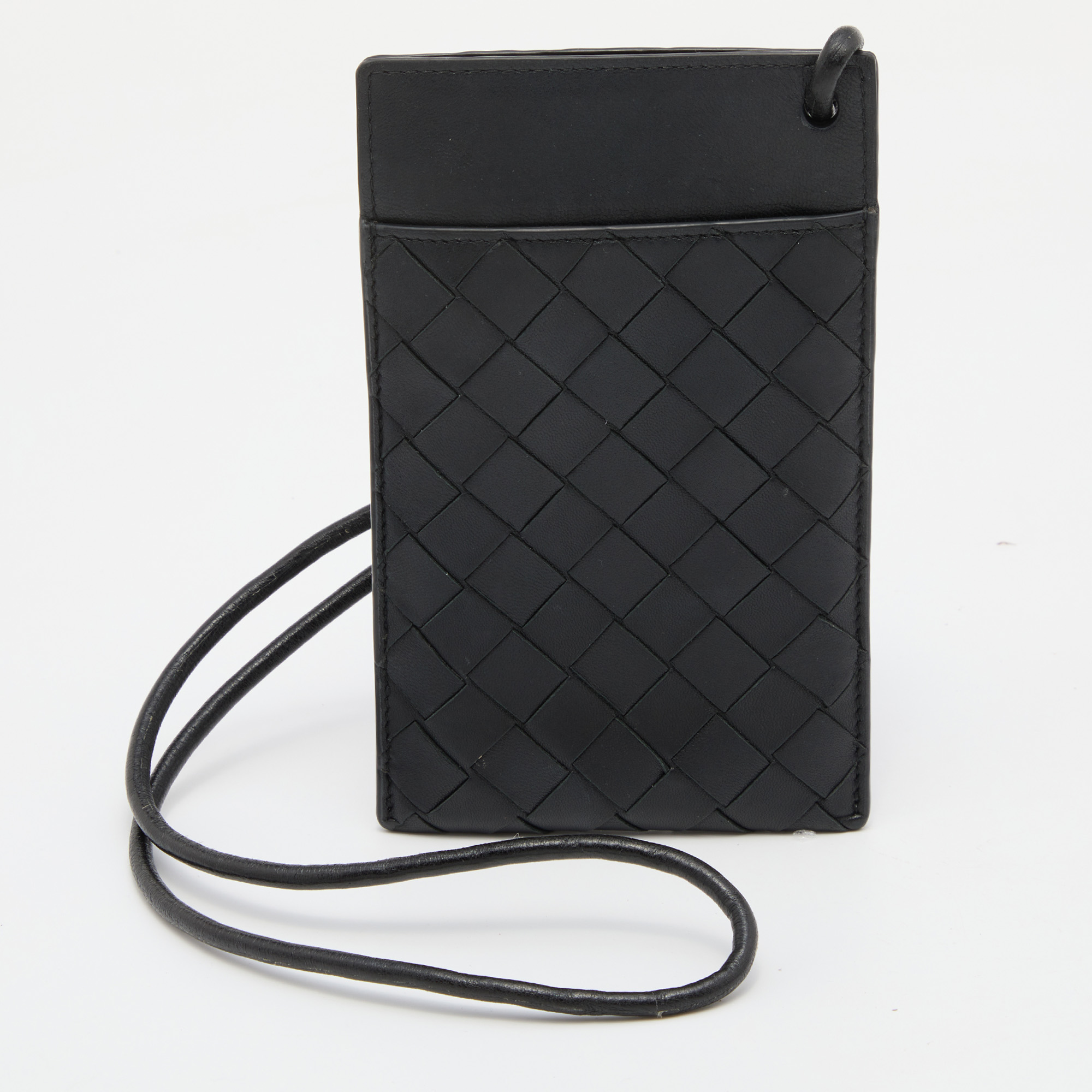 Pre-owned Bottega Veneta Black Intrecciato Leather Phone Cover