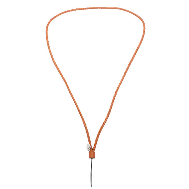 مملوكة مسبقًا Bottega Veneta Orange Intrecciato Leather Phone Strap