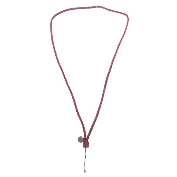 Pre Owned Bottega Veneta Brown Intrecciato Leather Phone Strap