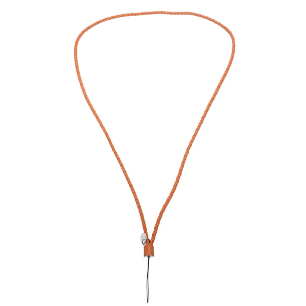 Pre Owned Bottega Veneta Orange Intrecciato Leather Phone Strap