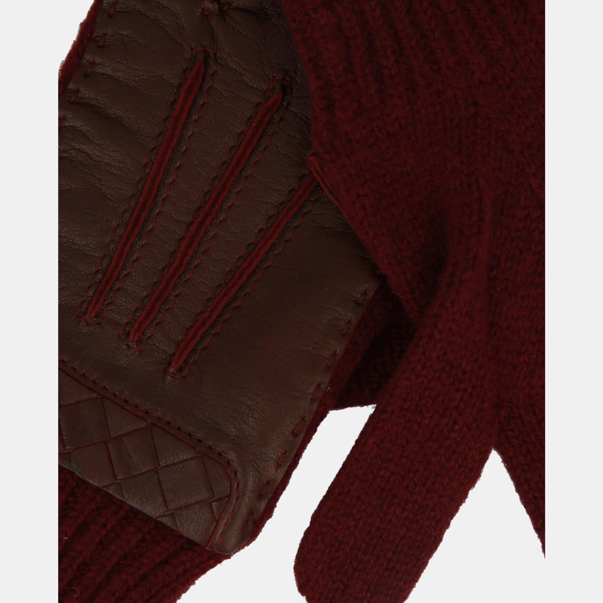 

Bottega Veneta Barolo Leather and Wool Gloves, Burgundy