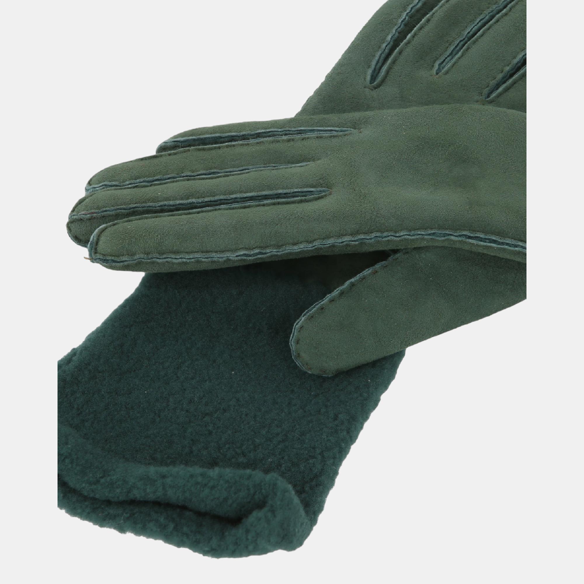 

Bottega Veneta Thyme Suede and Wool Gloves, Green