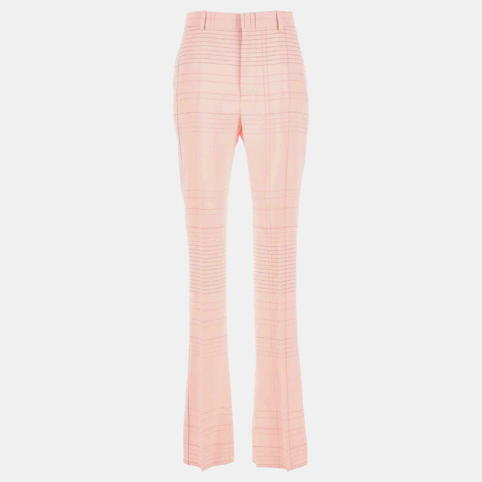 

Bottega Veneta Pink Checked crepe straight-leg pants