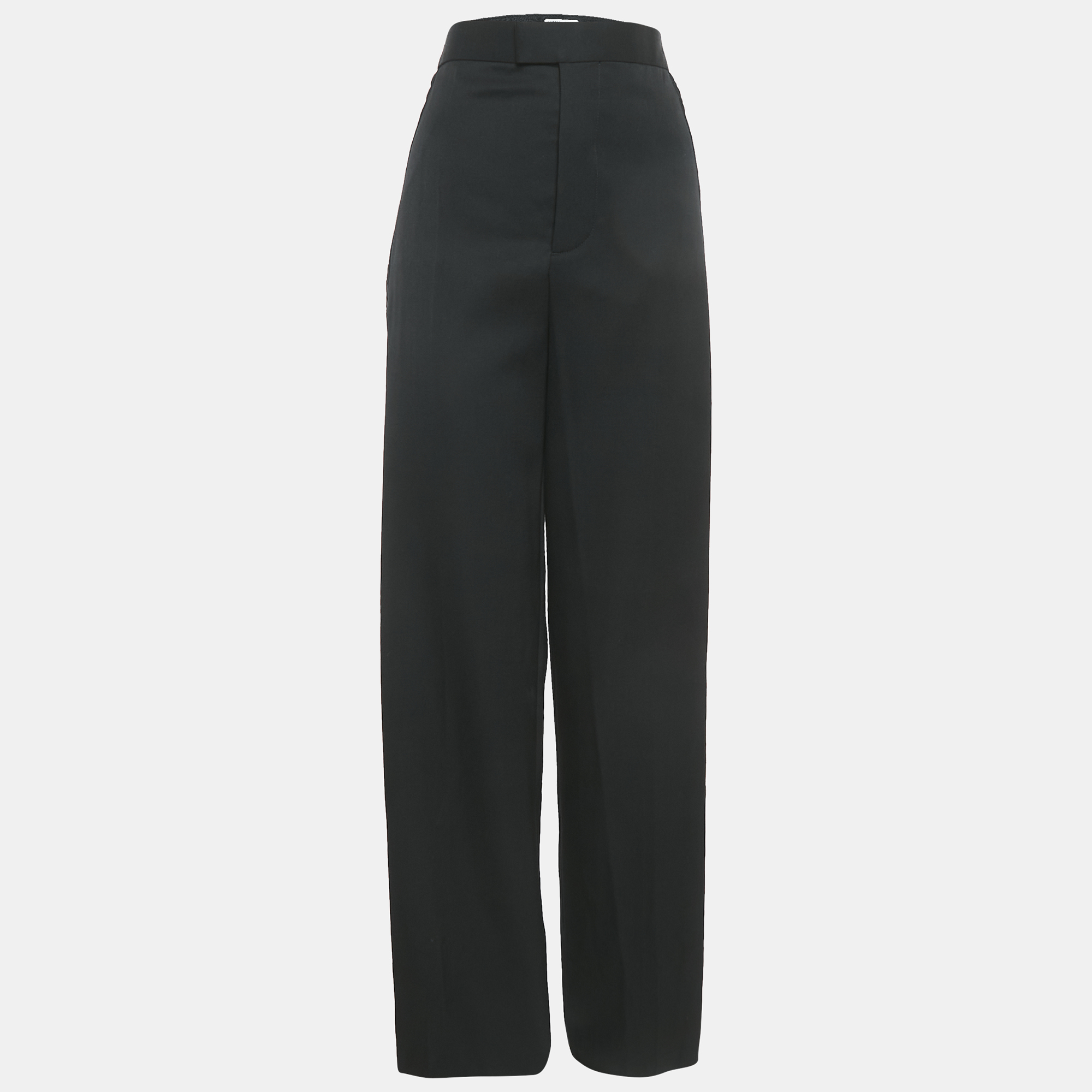

Bottega Veneta Black Wool Braided Detail Formal Trousers XS