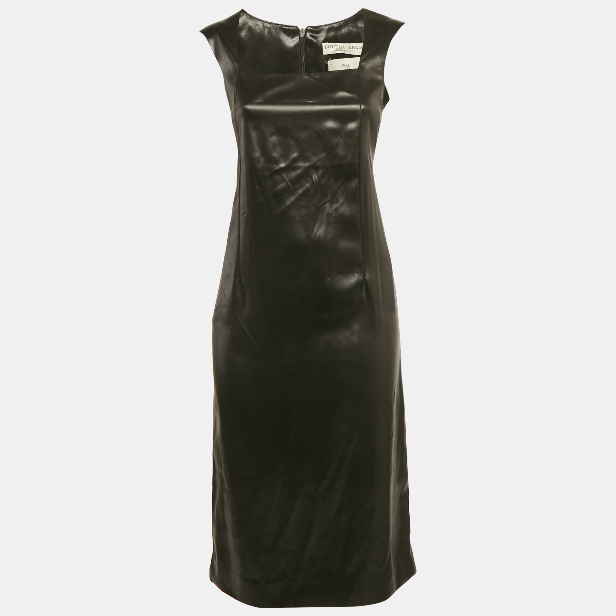 Pre-owned Bottega Veneta Black Leather Tank Dress Xs
