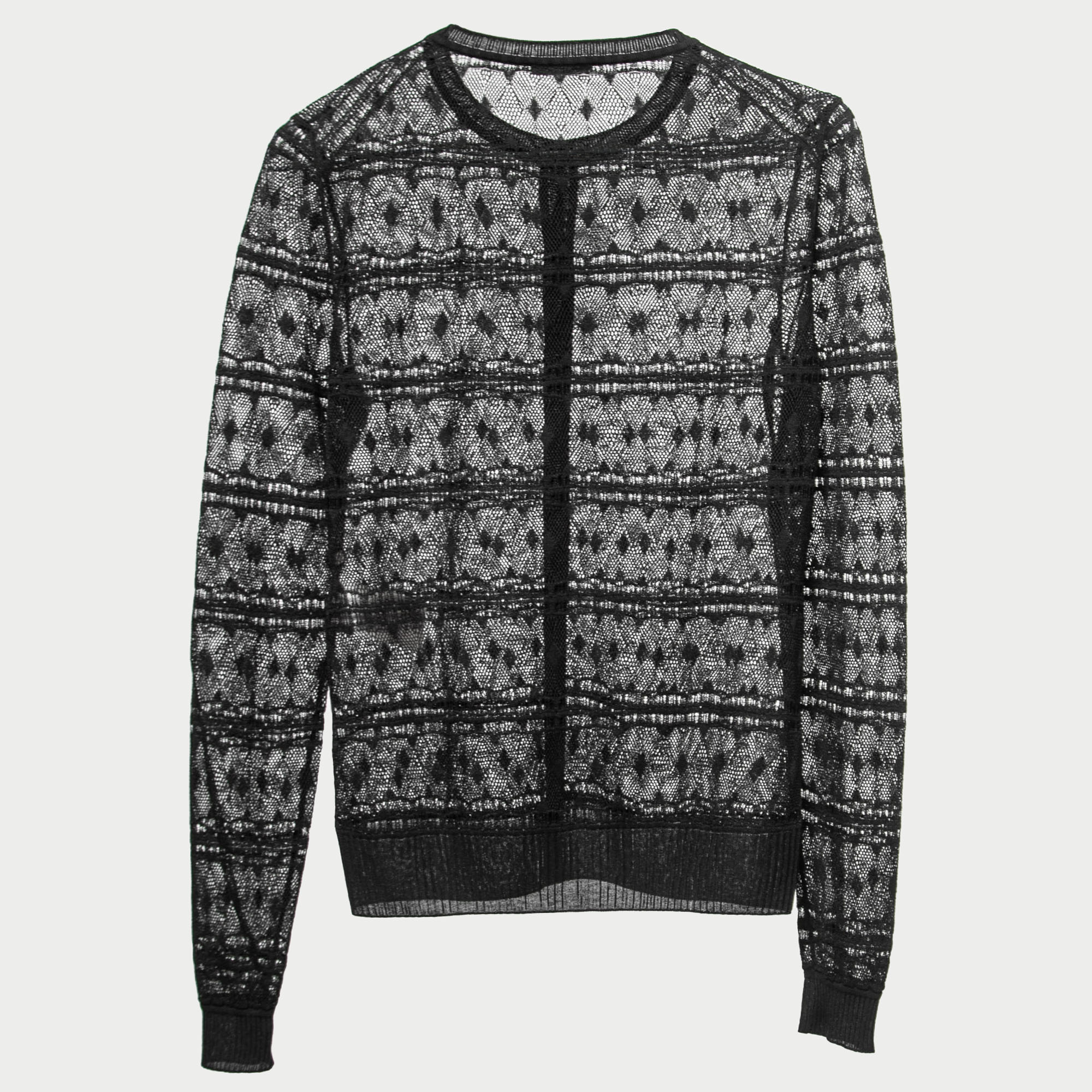 Bottega Veneta Black Crochet Knit Buttoned Cardigan S
