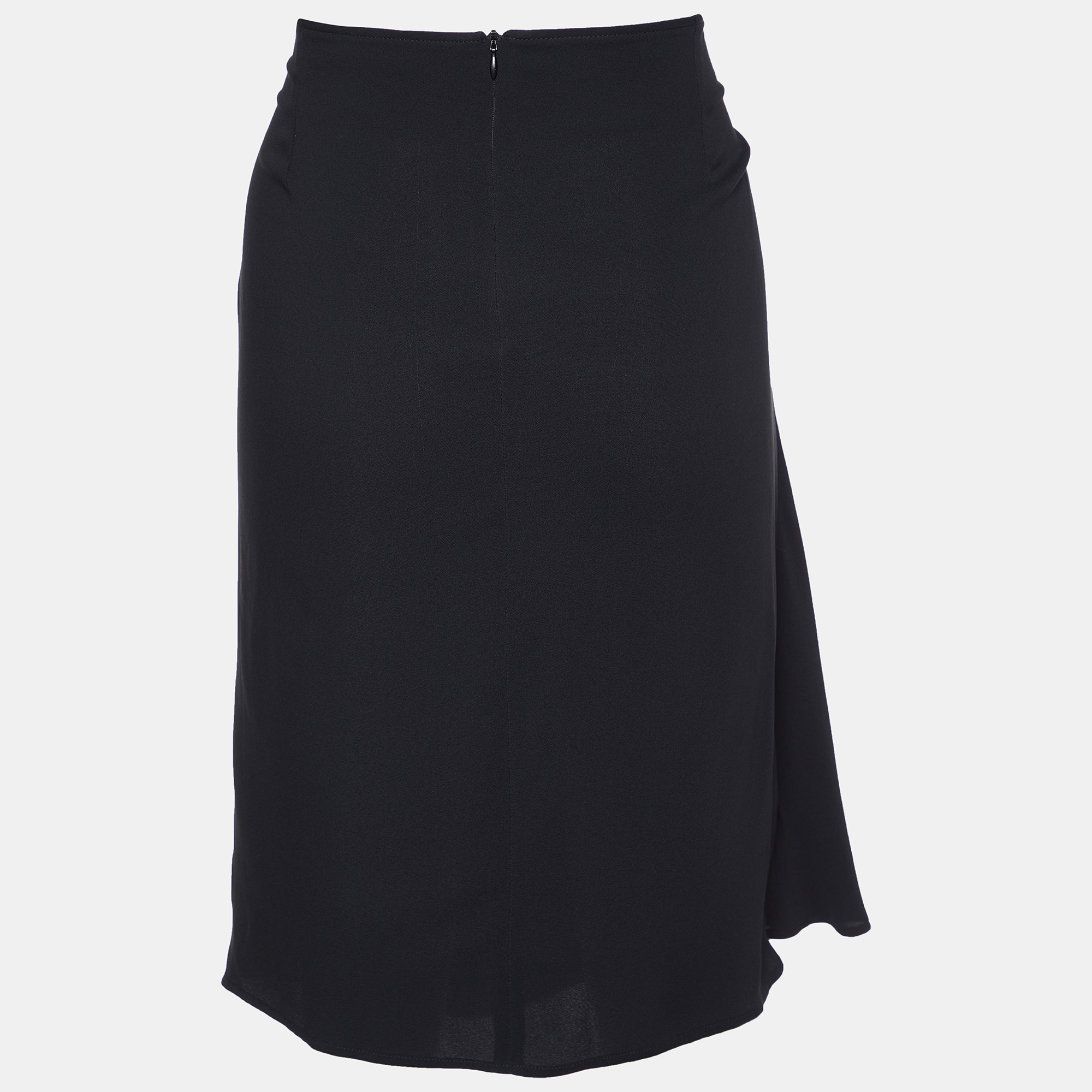 

Bottega Veneta Black Silk Wrap Detail Knee Length Skirt