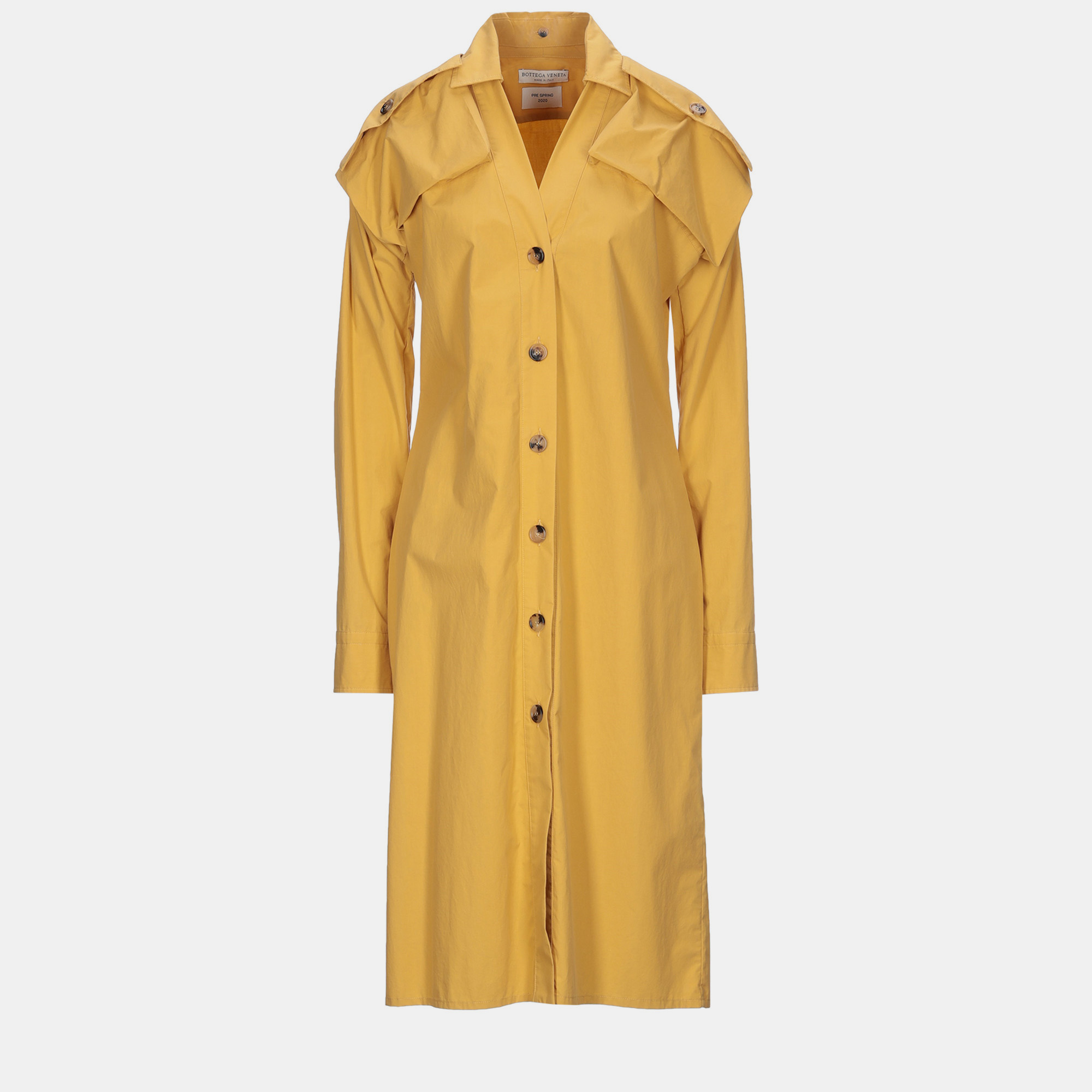 Pre-owned Bottega Veneta Cotton Midi Dress 38 In Yellow