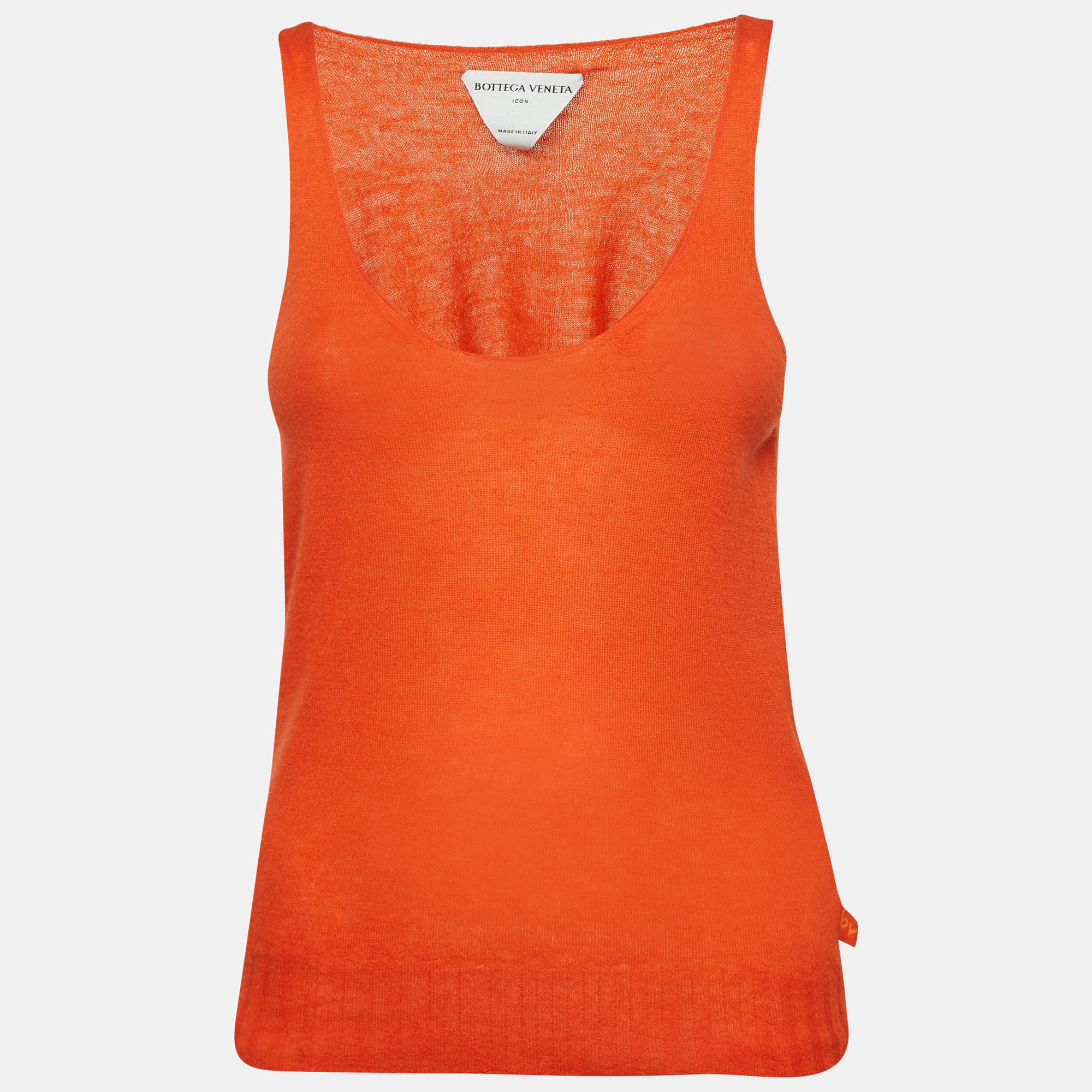 

Bottega Veneta Orange Superfine Cashmere Knit Sleeveless Top