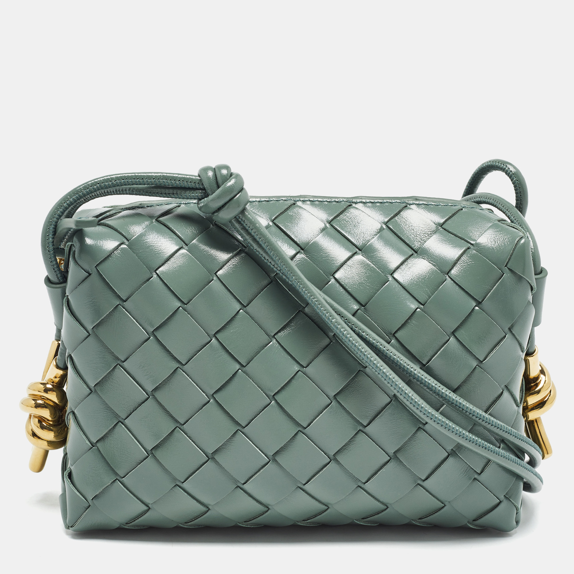 

Bottega Veneta Green Intrecciato Leather Mini Loop Crossbody Bag