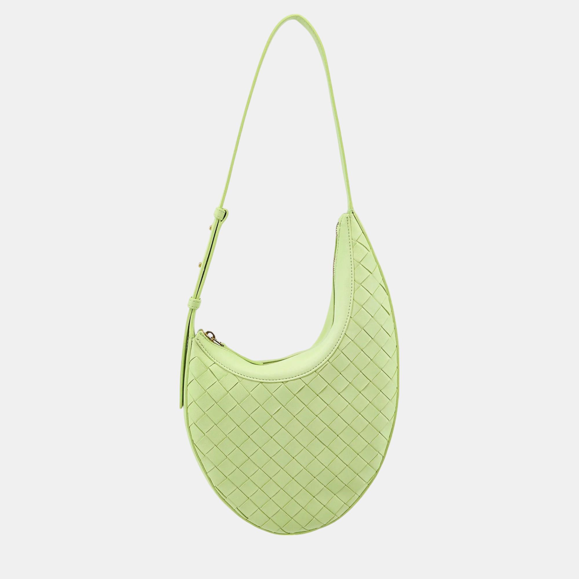 

Bottega Veneta Green Woven Leather Small Drop Shoulder Bag