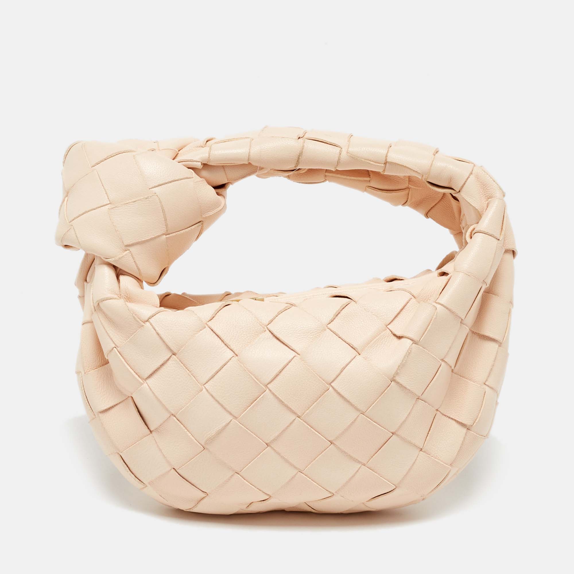 

Bottega Veneta Light Beige Intrecciato Leather Candy Jodie Bag