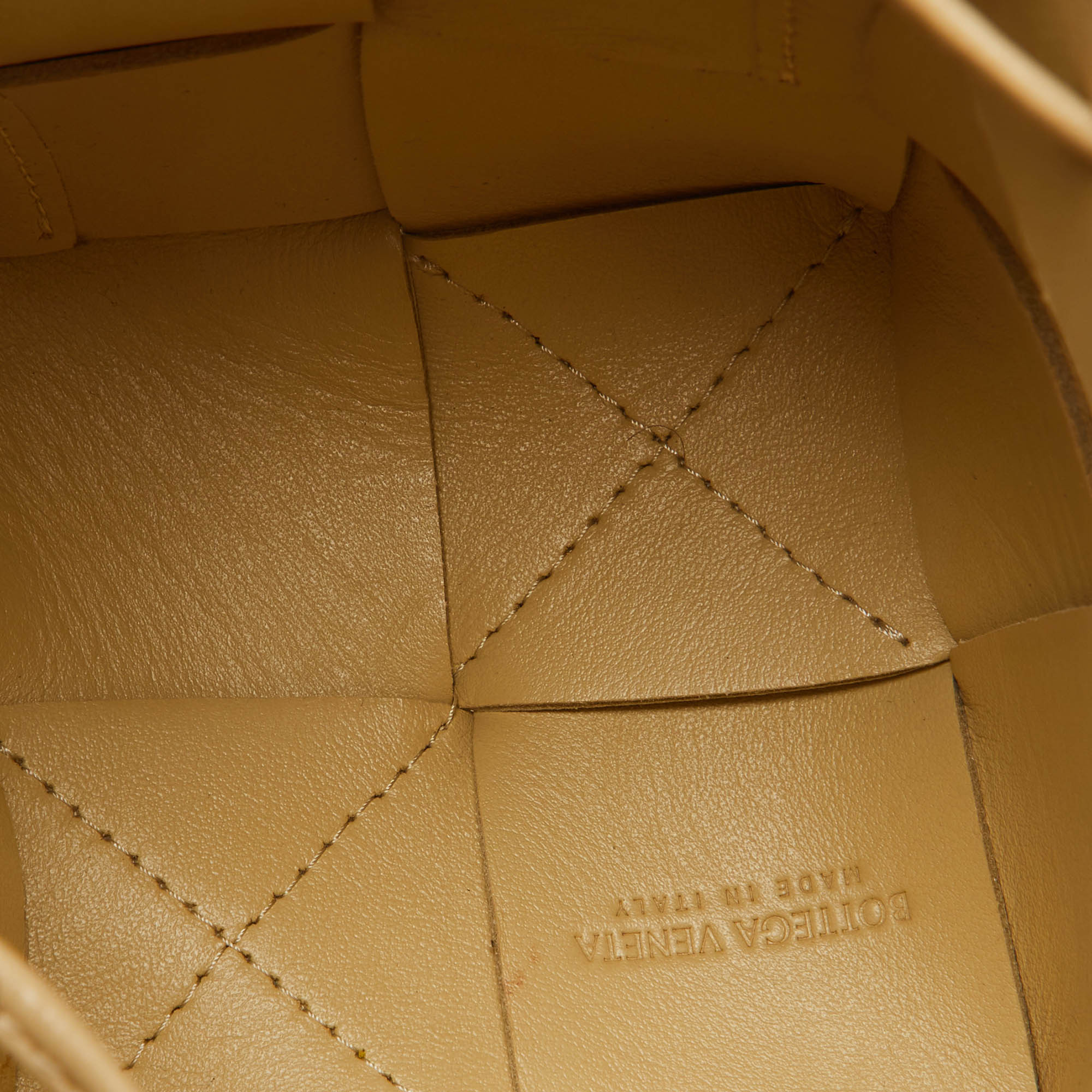 Bottega Veneta Porridge Cream Leather Mini Cassette Bucket Bag 