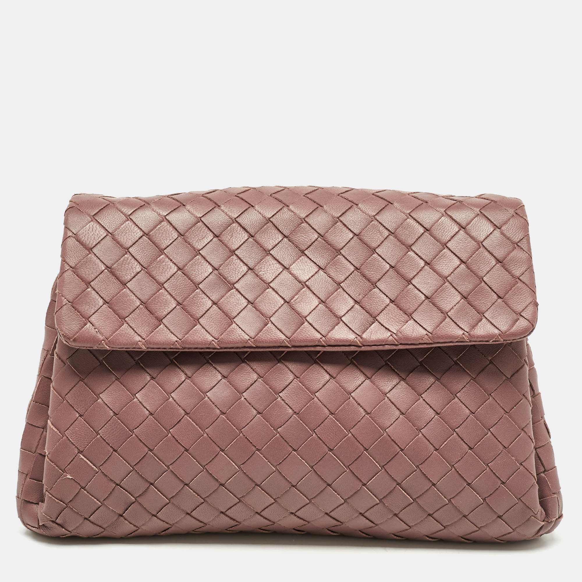 

Bottega Veneta Purple Intrecciato Leather Flap Clutch