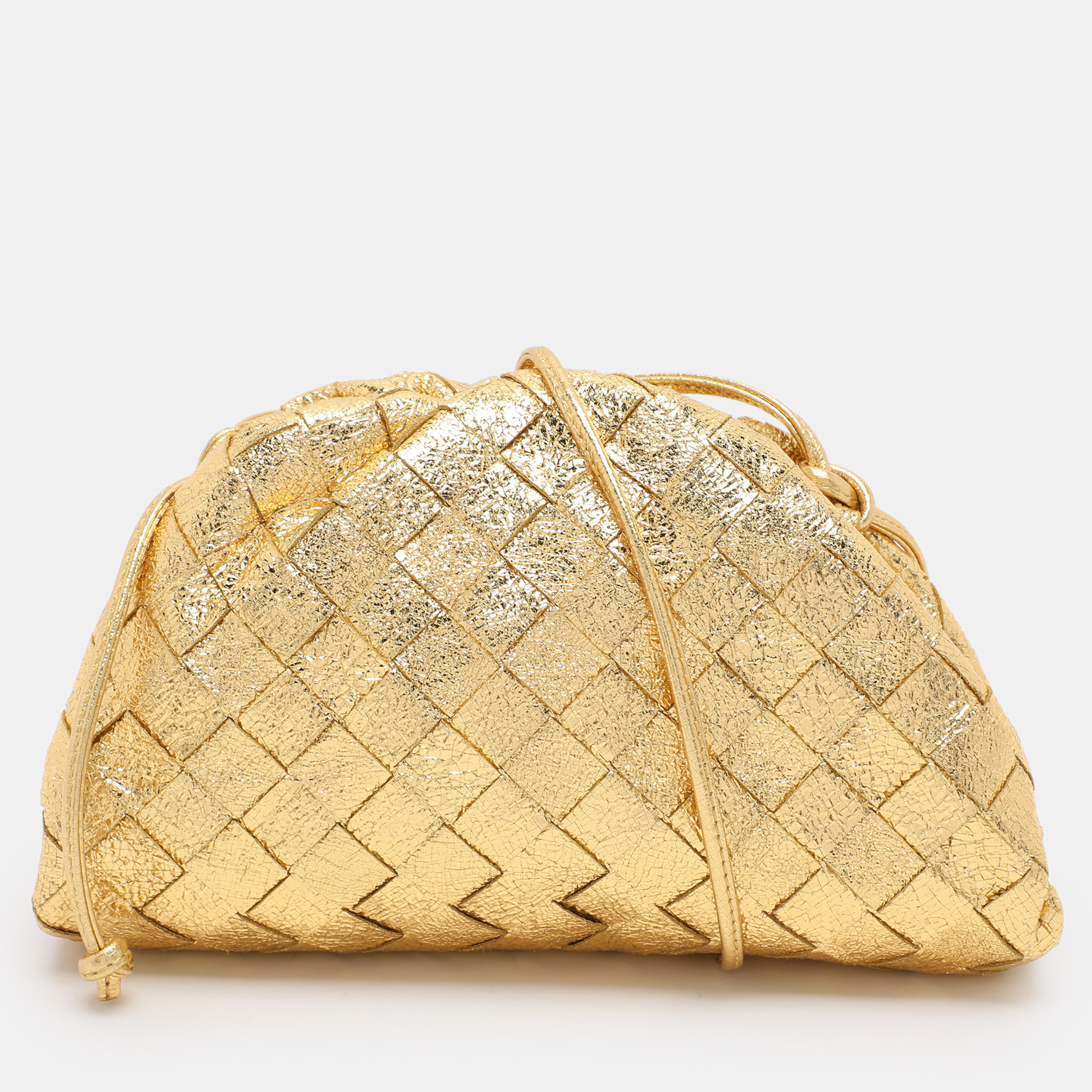 

Bottega Veneta Gold Intrecciato Leather Mini The Pouch Bag