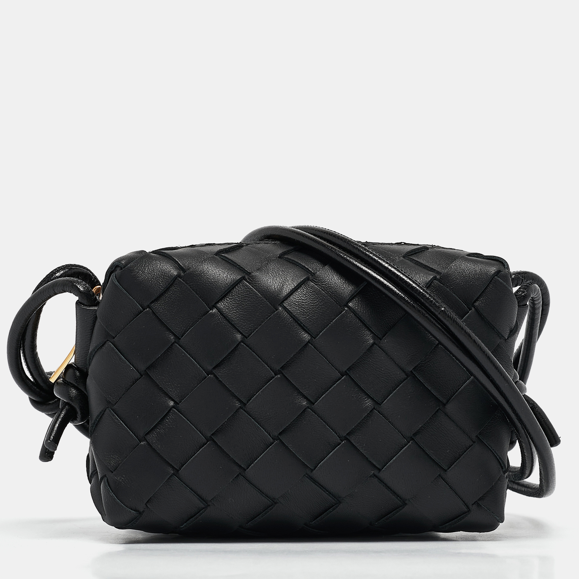 

Bottega Veneta Black Intrecciato Leather Micro Loop Crossbody Bag