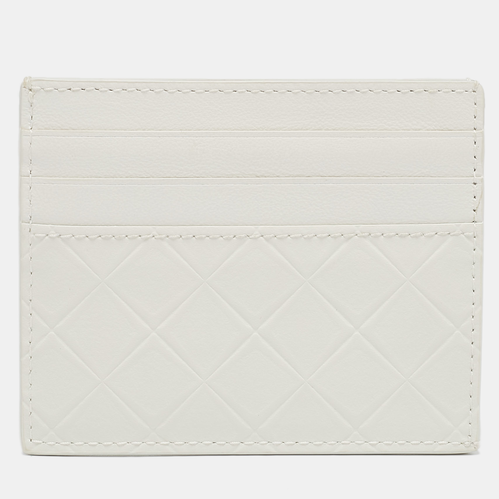 

Bottega Veneta White Diamond Embossed Leather Card Holder